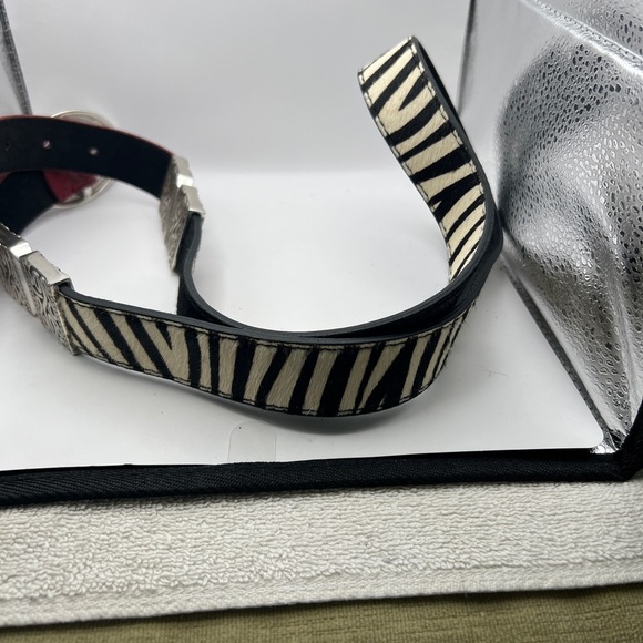 Chicos Black Calf Hair, Zebra, and Red Croc Silver tone Buckle & Reversible Belt - Picture 7 of 13